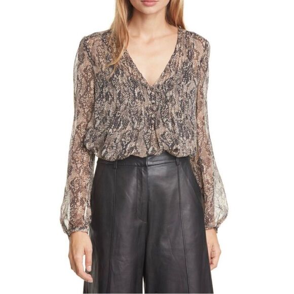 Veronica Beard Lowell Snake Print Silk Blouse & Tank NWT Size 0 - Picture 3 of 14